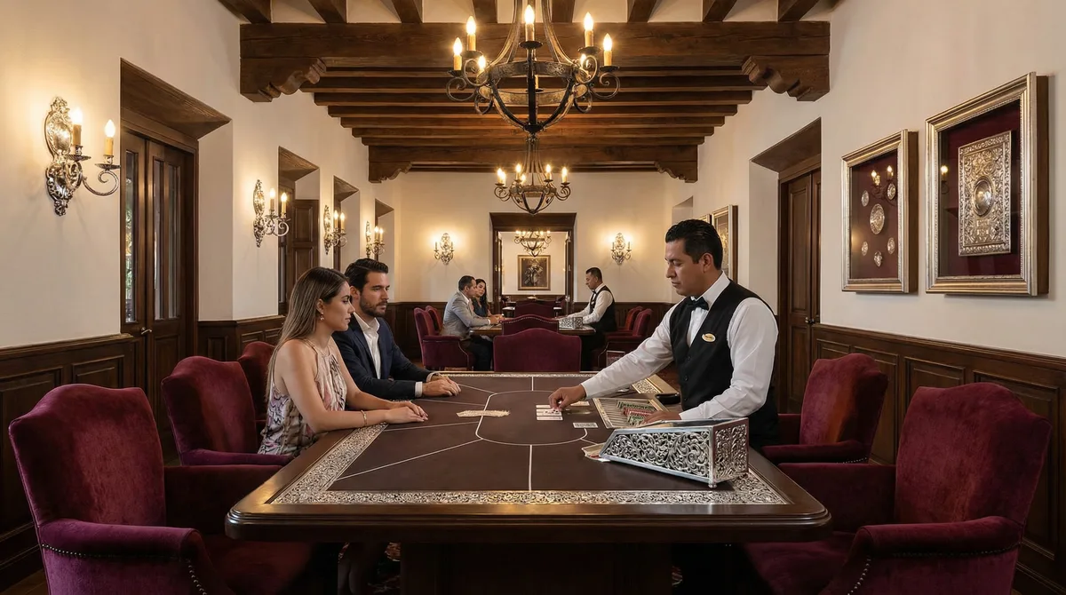Mesa de bacará elegante estilo hacienda mexicana